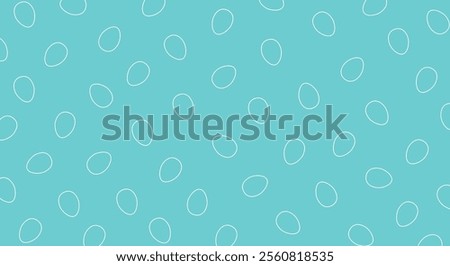 Diagonal seamless pattern with white egg outlines on turquoise background. Easter design for wallpaper, textile, and greeting card.