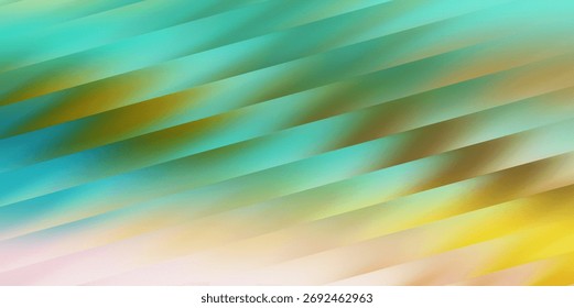 Diagonal stripes with a soft blur effect create a gradient of teal, gold, yellow, and pink hues. Clear details and vibrant colors enhance visual appeal.