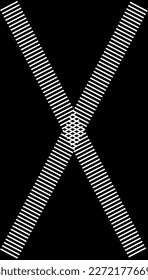 Diagonal white line pattern on black background. X cross mark symbol.