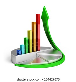 Diagram Of Financial Growth. 3d Image. White Background.