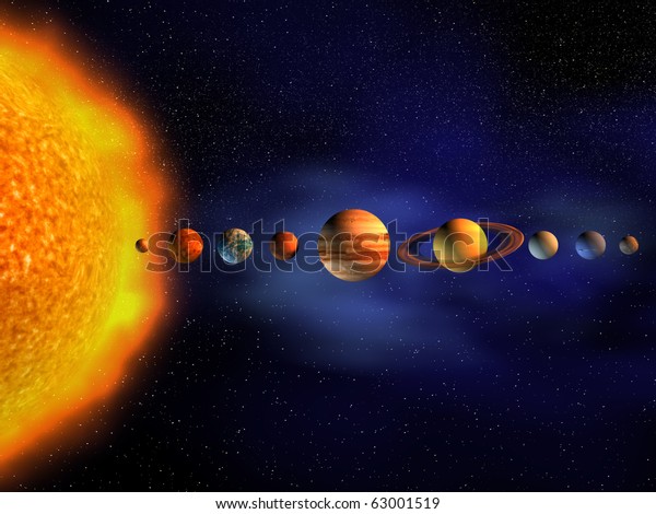 Diagram Planets Solar System 3d Render Stock Image