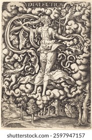Dialectica (Dialectics) by Virgil Solis. Vintage art illustration. Old hand drawn illustration, vintage artwork.
