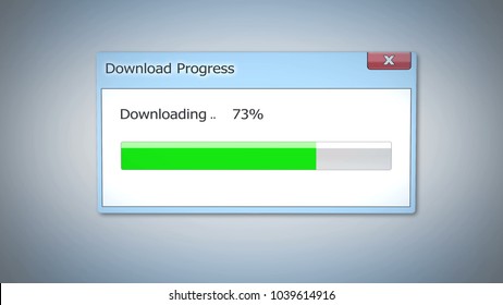 Dialog window with download progress, status bar completed in three quarters