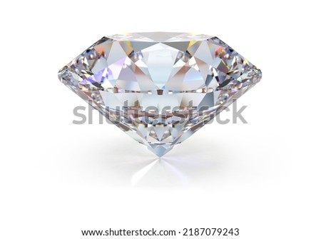 Diamond is a big gemstone. 3d image. White background.