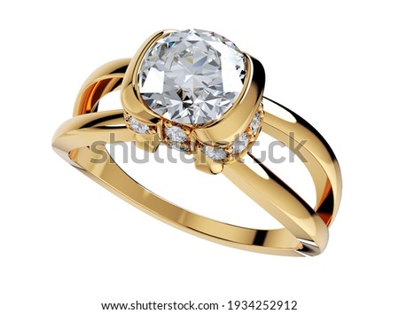 Diamond Engagement Ring 3D Rendering