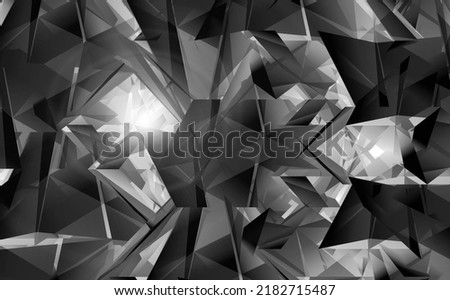 Diamond geometrical Digital technology sci fi futuristic concept shiny abstract creative crystal triangular reflection reflection luxury low poly cut brilliant grey black background 