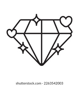Diamond love icon, valentine pack icon, suitable for icon, logo, sticker pack and graphic design elements