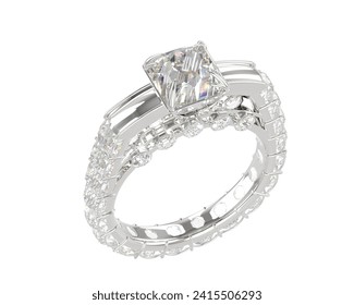 Diamond ring isolated on background. 3d rendering - illustration