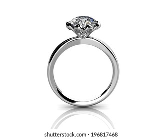 single diamond ring silver