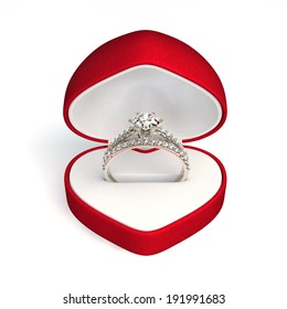 Diamond Ring In Red Gift Box