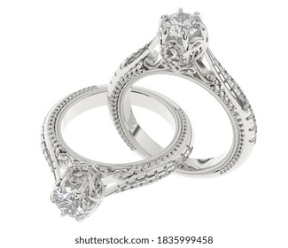 Diamond ring studio shot. 3d rendering - illustration