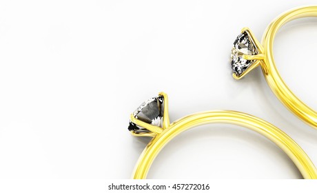 Diamond rings section isolated on white background 3D render