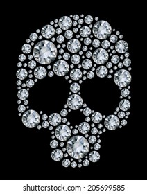 Diamond Skull On Black Background 