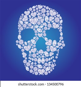 Diamond Skull On Blue Background