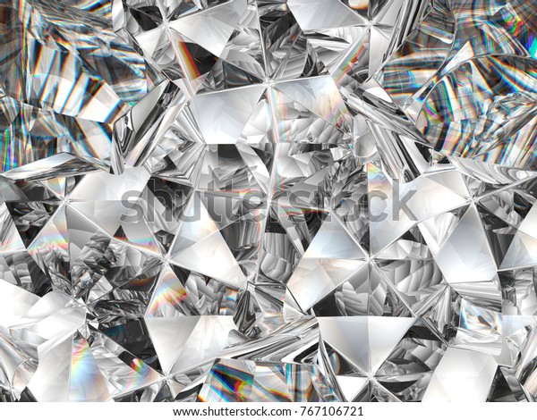 diamond texture closeup and\
kaleidoscope. top view of round gemstone 3d render, 3d\
illustration