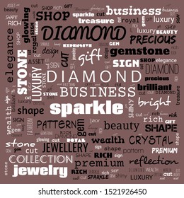 diamond word cloud,text, word cloud use for banner, painting, motivation, web-page, website background, t-shirt & shirt printing, poster, gritting, wallpaper (illustration)