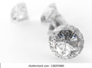 Diamonds isolated on white 3d model background