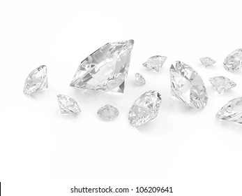 Diamonds Isolated On White Background