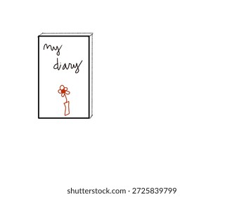 Diary book illustration. Note book with diary notes illustration. 
