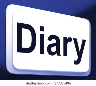 Diary Button Showing Online Planner Or Schedule
