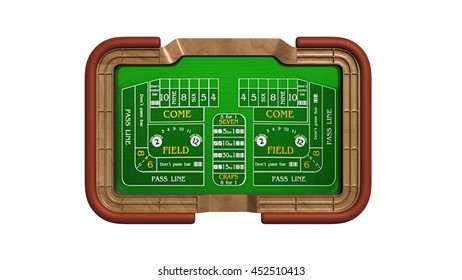 Dice Game, Casino Craps Table Isolated On White Background, Top View, 3D Illustration