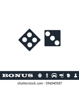 Dice icon flat. Simple black pictogram on white background. Illustration symbol and bonus button
