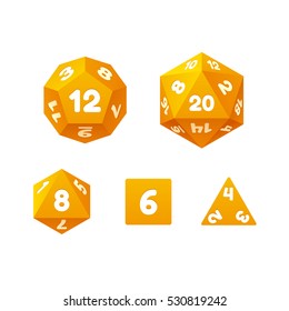 Dice set for fantasy RPG tabletop games. Standard board game polyhedral dice with different number of sides.