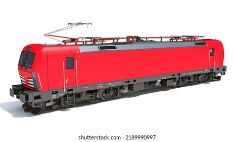 Diesel Locomotive 3D Rendering On White Background