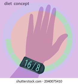 Diet Intermittent Fasting - Smart Watch At 16 And 8 On A Female Hand In A Female Hand 