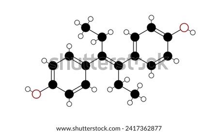diethylstilbestrol molecule, structural chemical formula, ball-and-stick model, isolated image nonsteroidal estrogen [[stock_photo]] © 