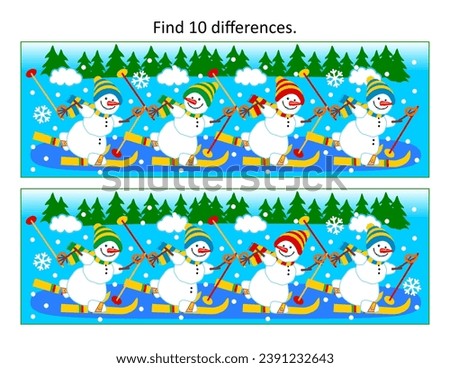 Difference game with skiing snowmen
