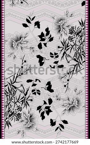 different allover flower digital border