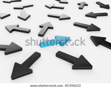 Different blue arrow