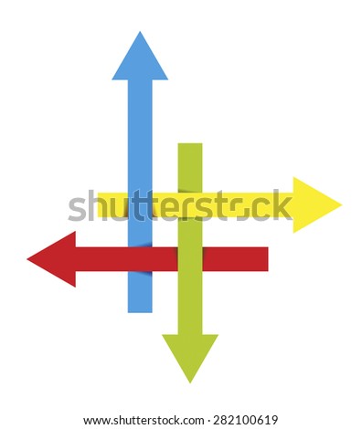 different colored arrows pointing in all directions