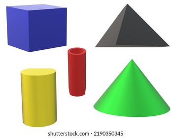 Different Colored Geometric 3d Shapes Illustration Stock Illustration ...