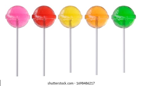 Different colors lollipops isolated on a white background. 3d image