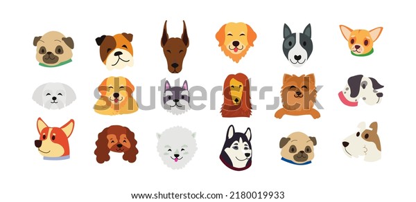 Different Dog Breeds Face Illustration Stock Illustration 2180019933 ...