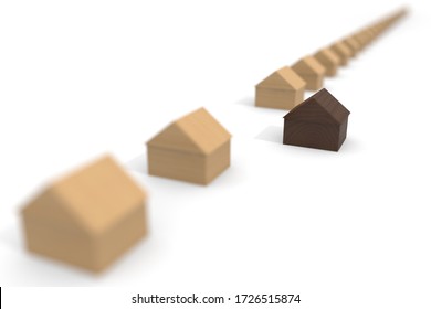 Different house. Same shape. Same color. Same house. 3D rendering