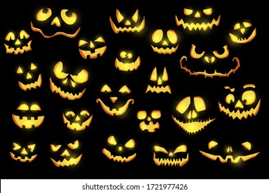 Different Jack- pumpkin faces on black background - Powered by Shutterstock - Get 15% off with code: PIKWIZARD15