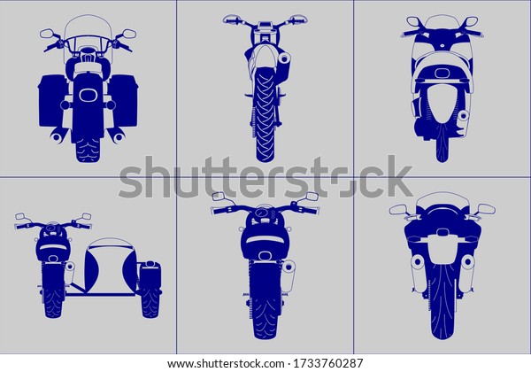 Different kind motorcycle back view  illustration\
simplifying icon\
set