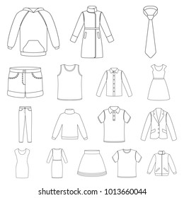 Different Kinds Clothes Outline Icons Set Stock Vector (Royalty Free ...