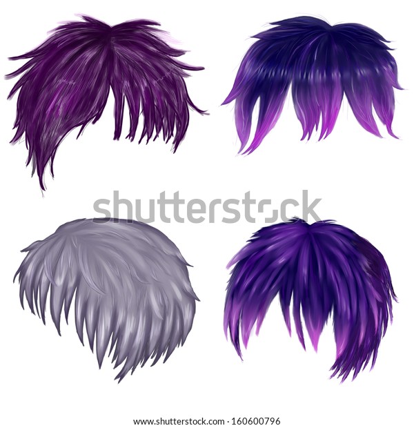Different Male Haircuts Painted Anime Manga Stock Illustration