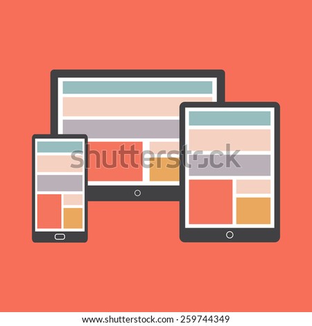Different modern personal gadgets. Flat design. Illustration Similar To iPhone iPad.