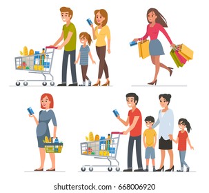 
Different people shopping in supermarket and paying with card. - Powered by Shutterstock