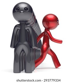 Different people stand out from the crowd individuality character red unique man think differ person otherwise run to new opportunities concept human confidence trust vote icon. 3d render isolated