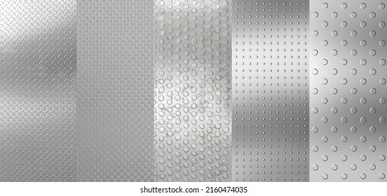 Different Textured Metal Sheets. 3d Render