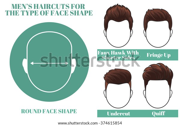 Different Types Haircuts Round Face Shape Stock Illustration