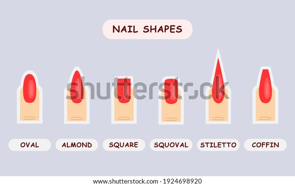 Different Types Nail Shape Stock Illustration 1924698920