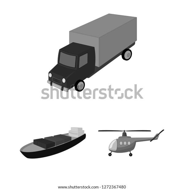 Different types of transport monochrome\
icons in set collection for design. Car and ship bitmap symbol\
stock web\
illustration.