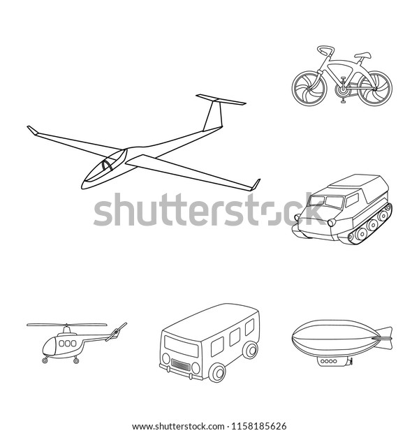 Different\
types of transport outline icons in set collection for design. Car\
and ship bitmap symbol stock web\
illustration.